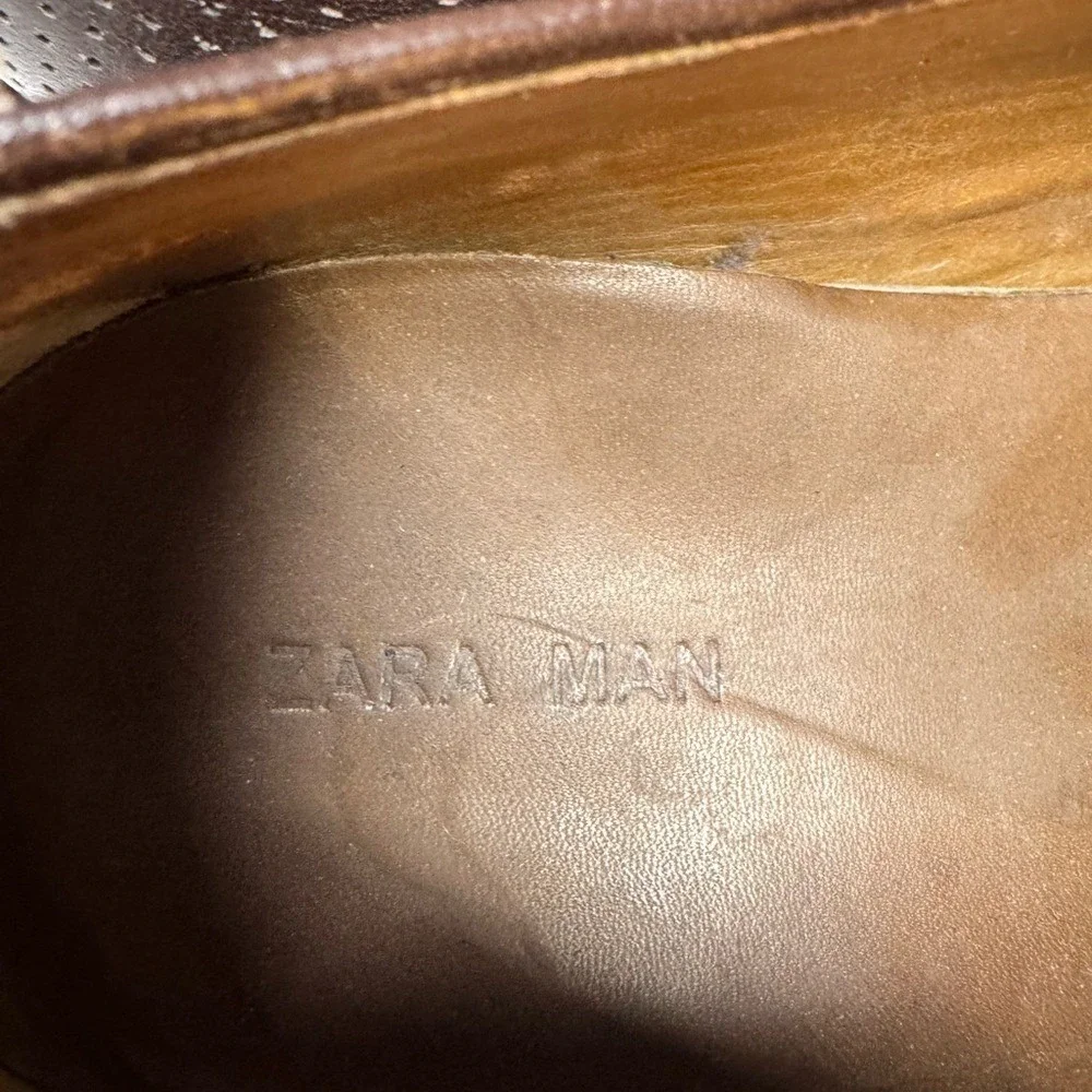 Zara Man Leather Loafers Size 43 Made in Italy Tassel Formal